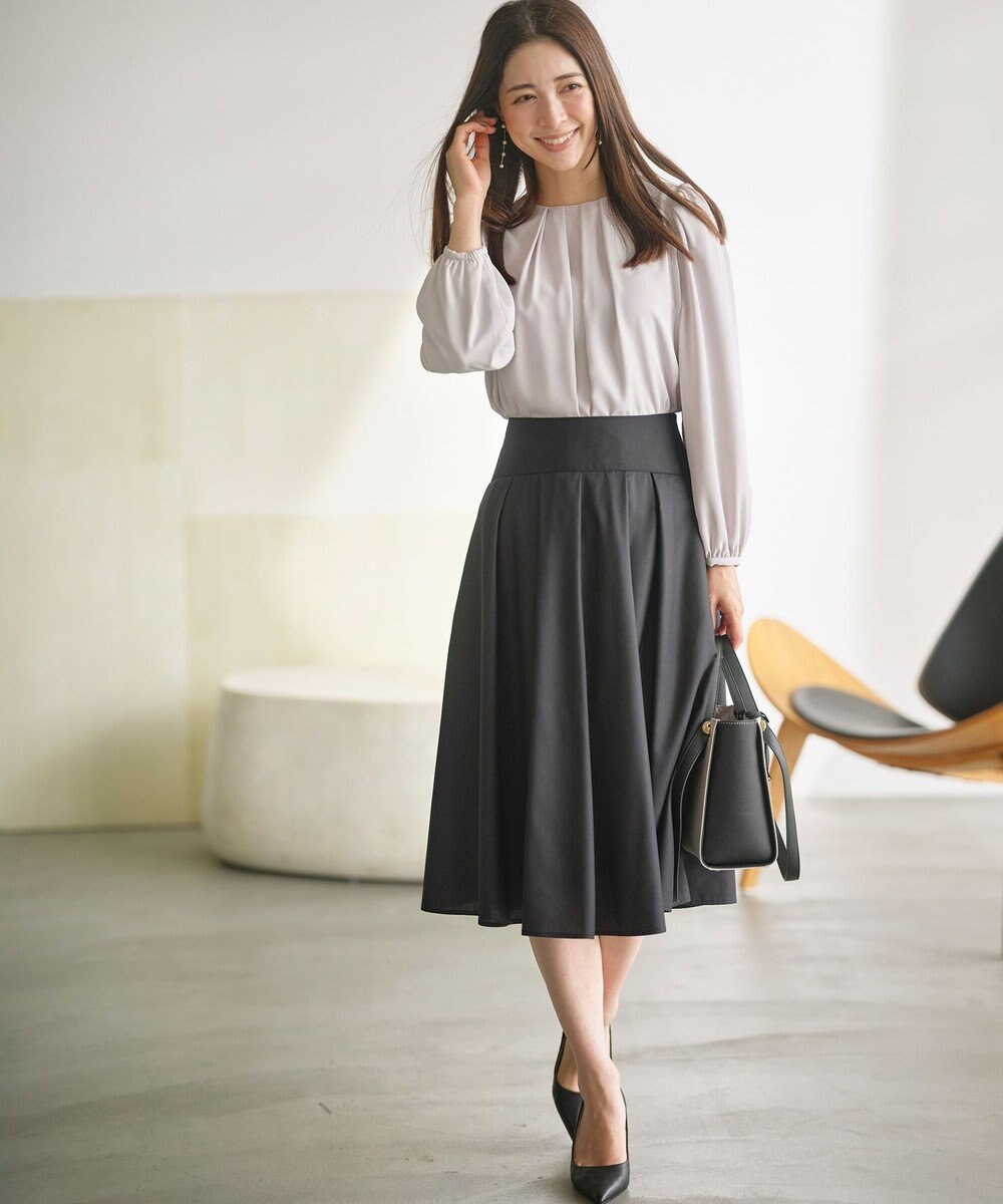 組曲 タックフレアカラースカート 