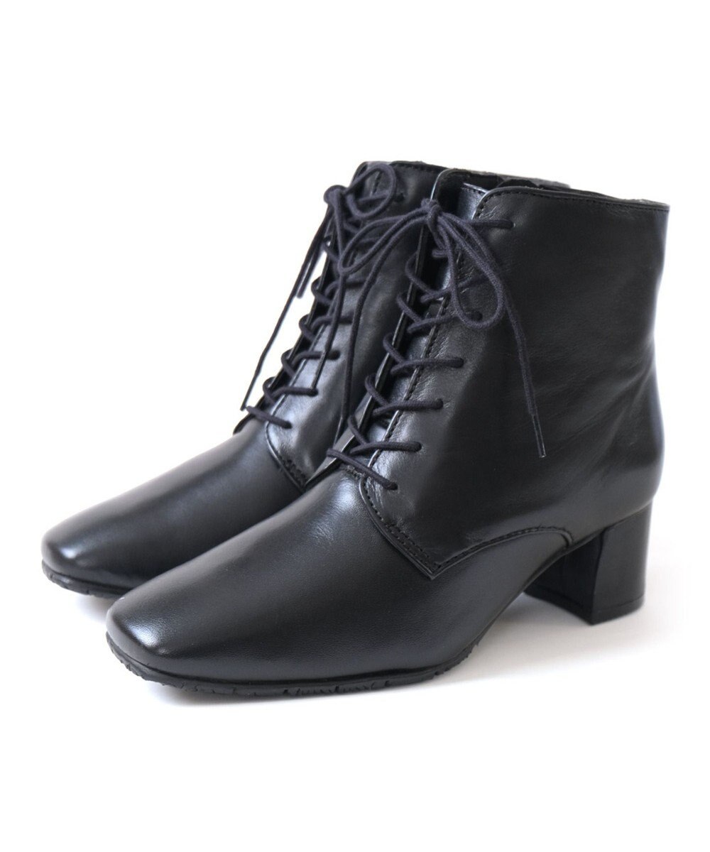 Pointer 内側ファスナー 本革レースアップショートブーツ 