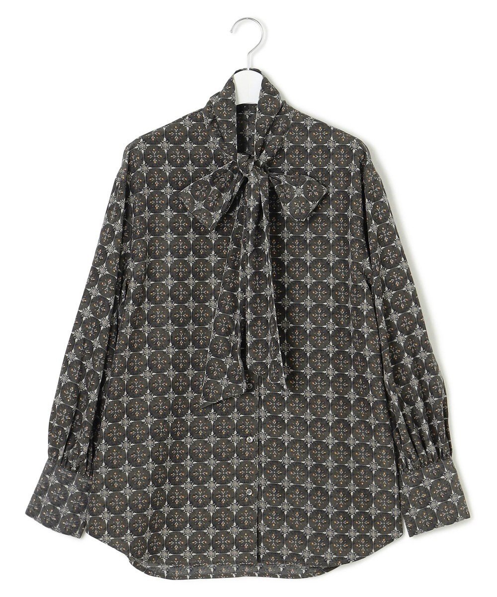 J.PRESS YORK STREET 【WOMEN】タイルプリント ボウタイブラウス 