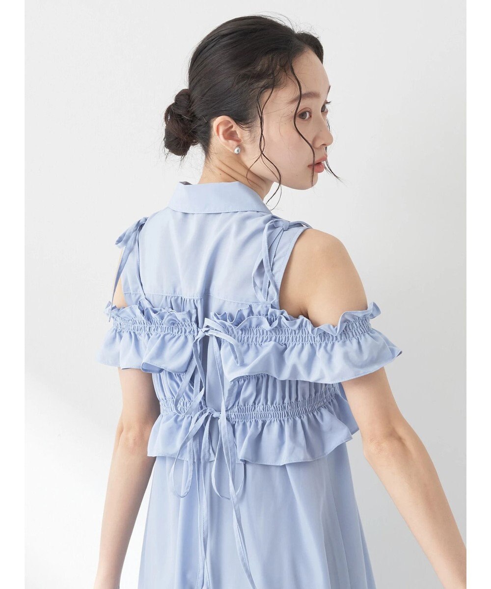 earth music&ecology ＳＥＴ２点シャーリングビスチェ×シャツワンピース 