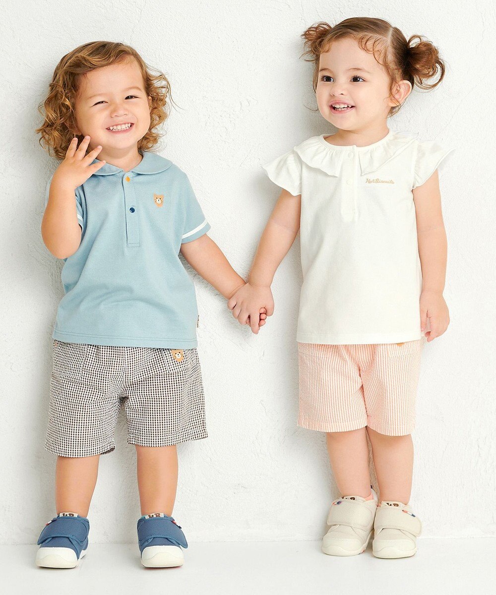 MIKI HOUSE HOT BISCUITS 【70-110cm】 天竺素材 フリル 半袖Tシャツ 