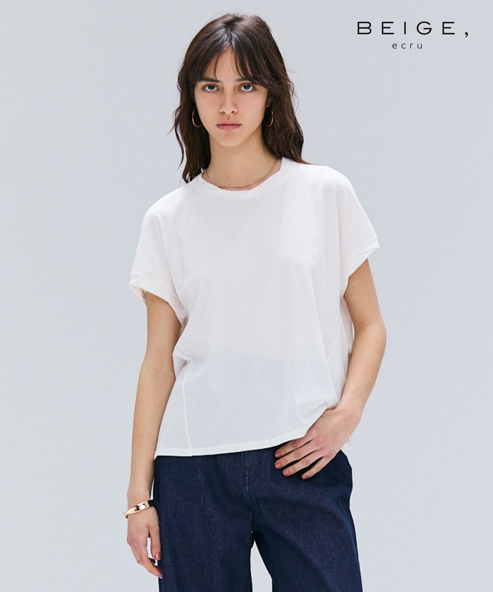 BEIGE， 【BEIGE,ecru/WEB限定・洗える】FINE DRY TOUCH / ねじりデザインコットンクルーネックTシャツ 