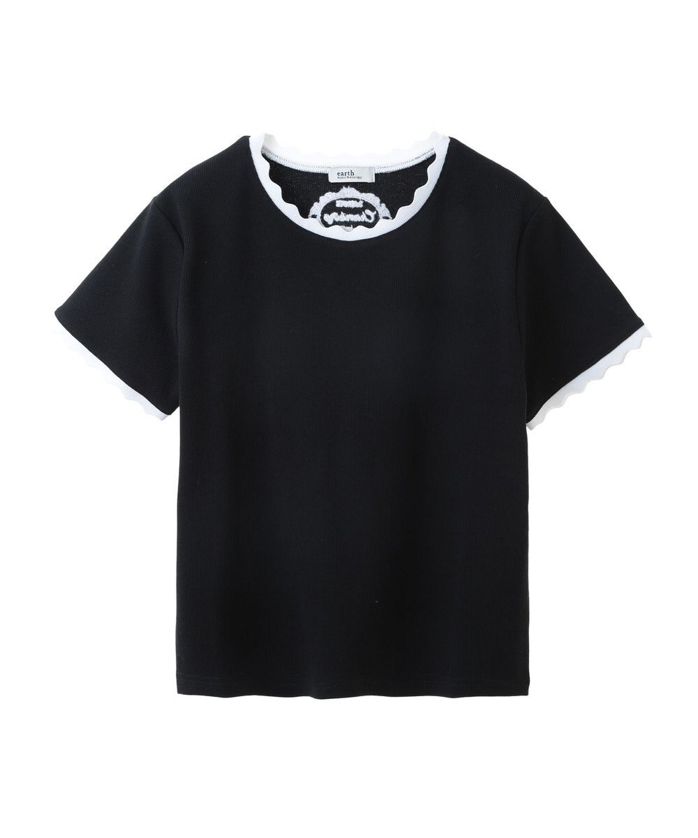 earth music&ecology バイカラースカラッププルオーバー 