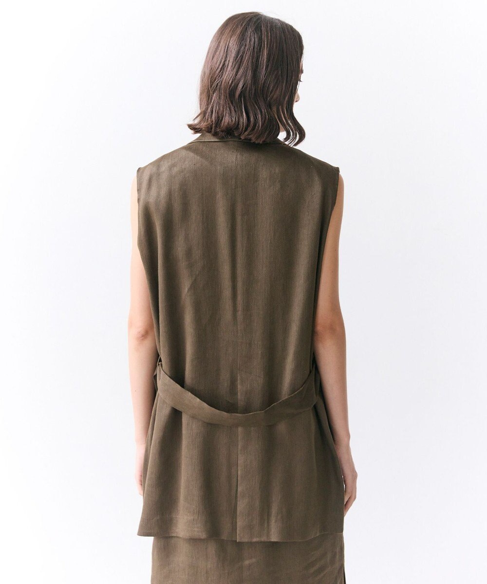 BEIGE， MICA /  リネンブレンドベルト付きジレ 