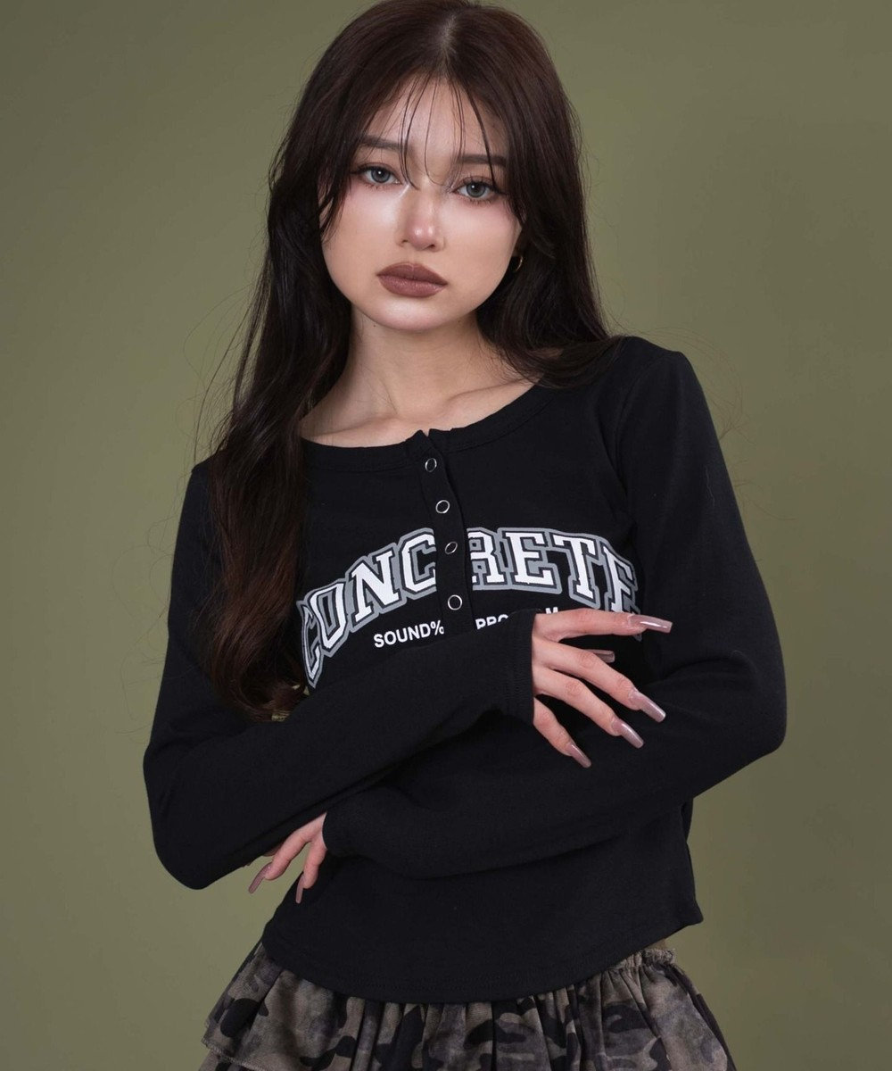 WEGO キーネックロゴトップ 