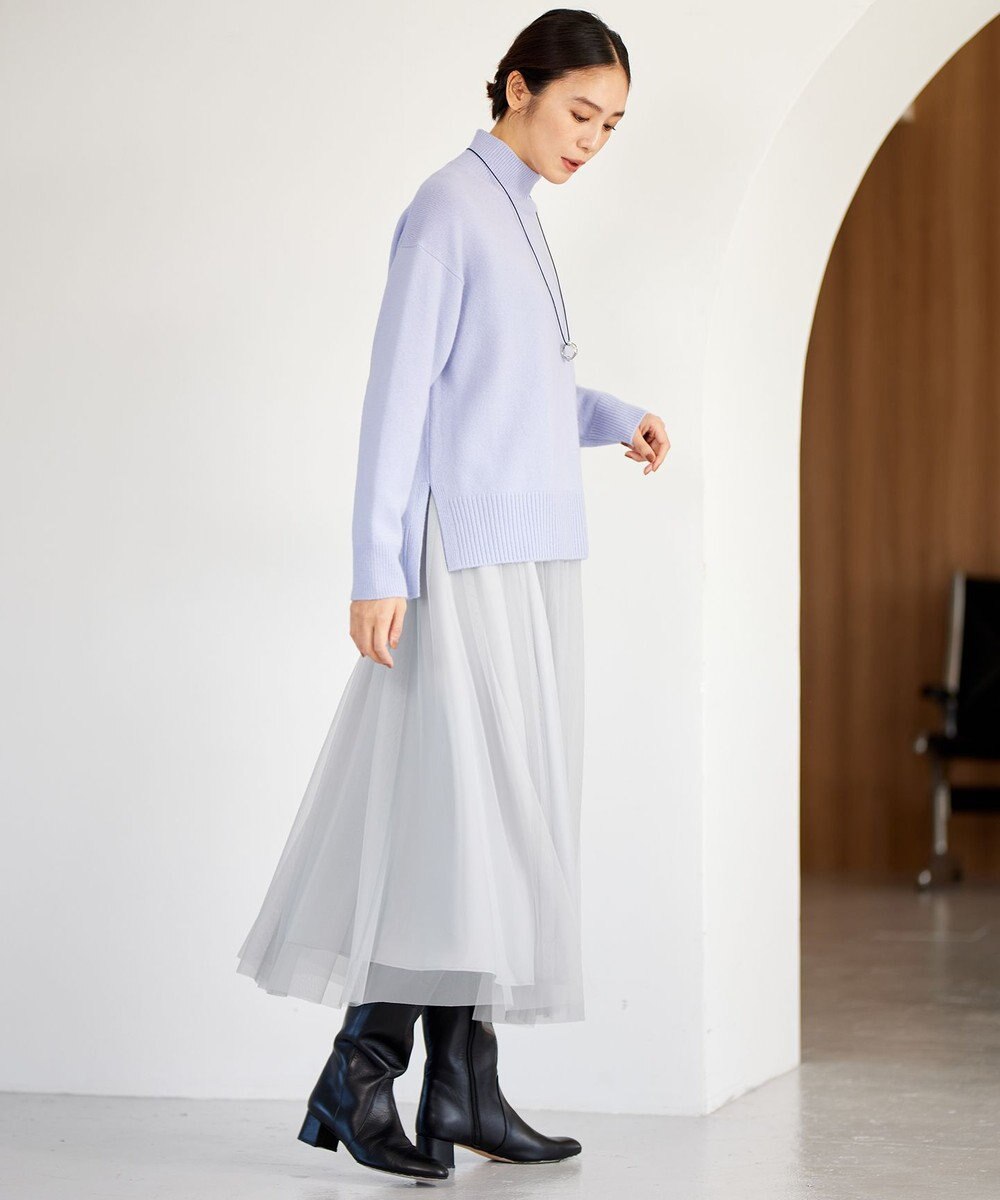 自由区 L 【洗える】ウールカシミヤブレンドハイネック ニット 