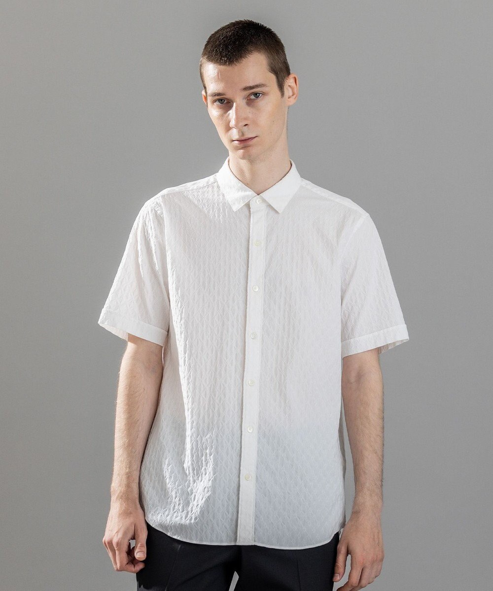 JOSEPH HOMME 新柄【ストレッチ】ハムサジャガードストレッチ　レギュラーカラー半袖シャツ 