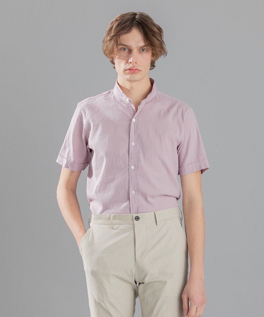 JOSEPH HOMME リネンストレッチブロード ウィングカラー半袖シャツ 