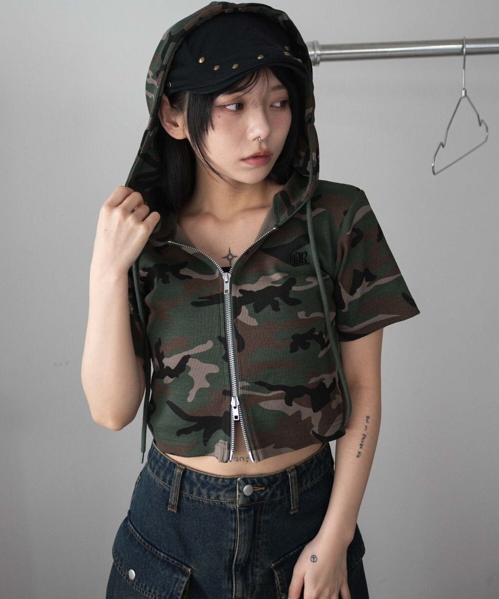 WEGO リブハンソデジップパーカー 