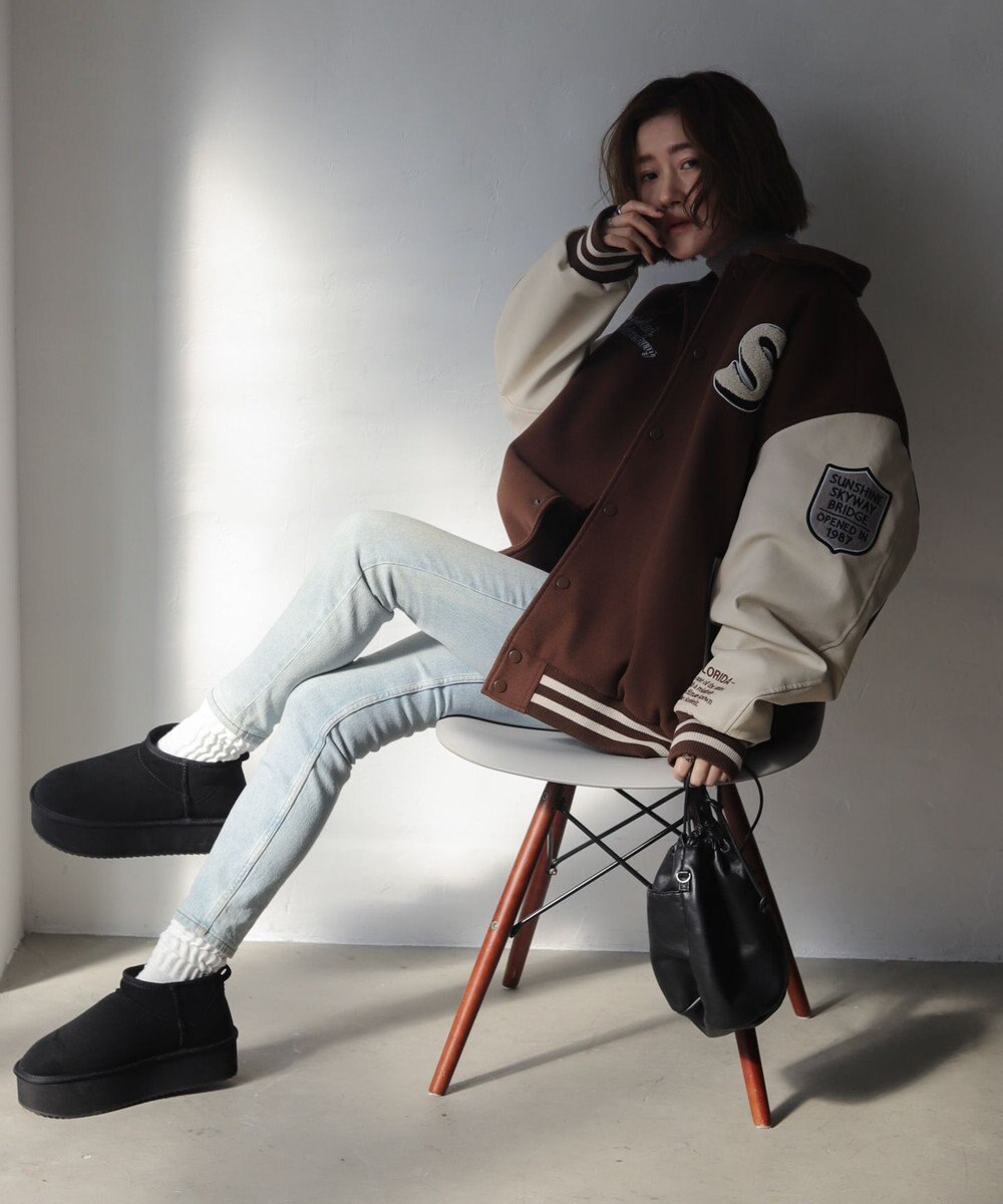 WEGO 【25年秋冬新作/ユニセックス着用ITEM/SMLサイズ展開】メルトンワッペンスタジャン 