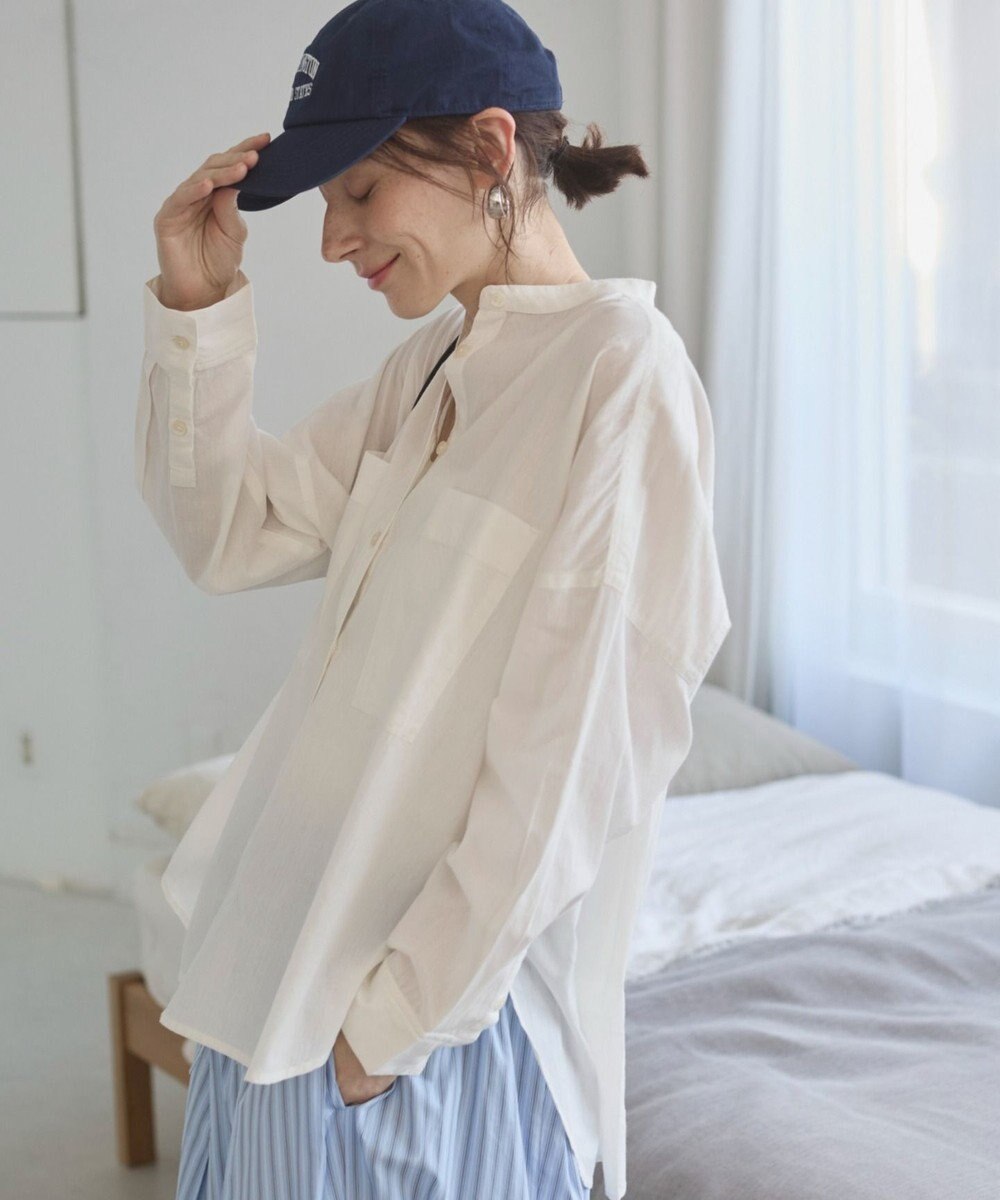 WEGO 着丈が選べる オーバーサイズ バンドカラー シャツ / ストライプ / 無地 