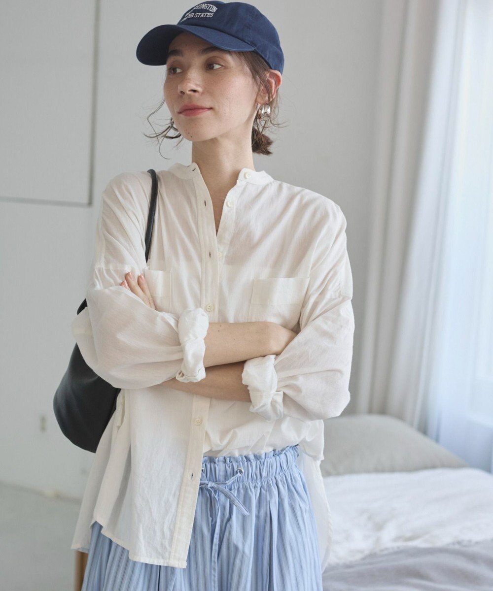 WEGO 着丈が選べる オーバーサイズ バンドカラー シャツ / ストライプ / 無地 