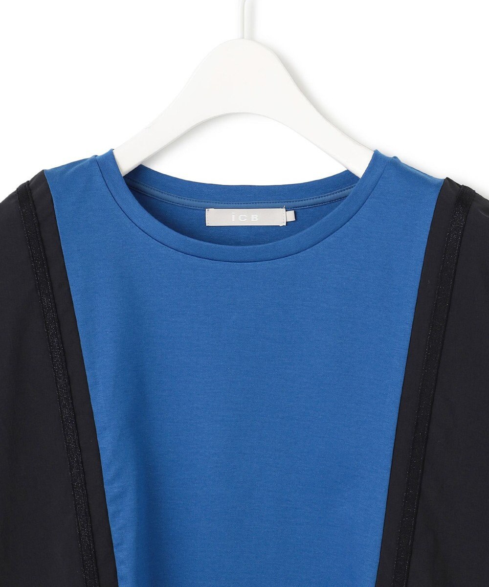 ICB L 【接触冷感・UVケア・洗える】シルケットスムースコンビ バイカラーカットソー 