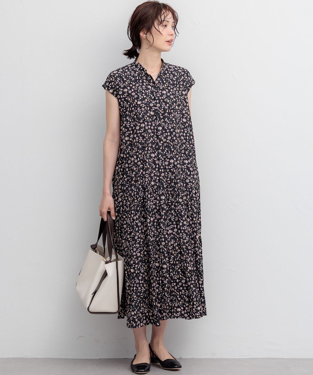 組曲 L 【WEB限定】ギャザーライトデシン ティアードワンピース 