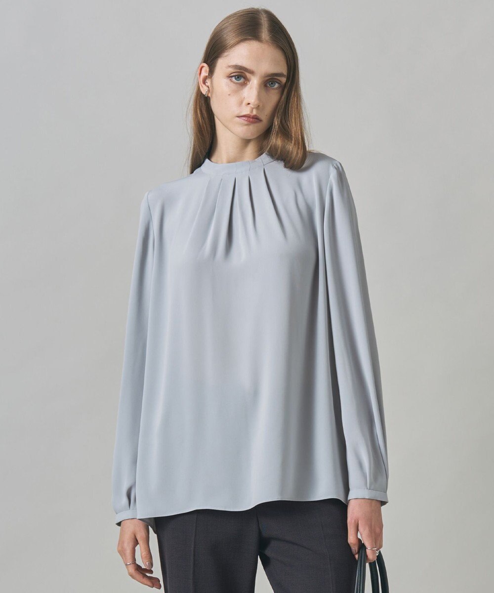 ICB L 【接触冷感・UVケア・速乾・洗える】BackSatinAmunzen ハイネックブラウス 