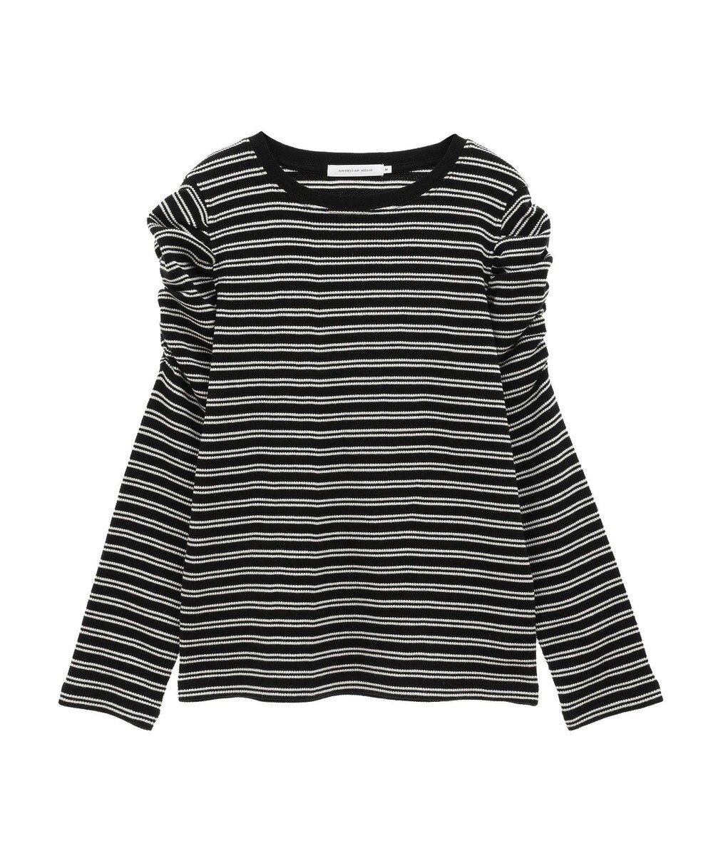 AMERICAN HOLIC ショルダーギャザーワッフルプルオーバー 