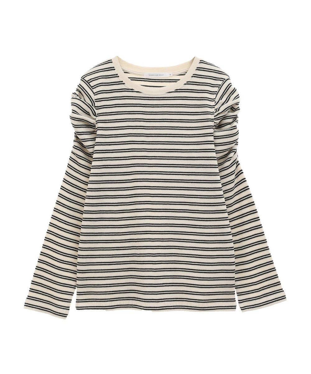 AMERICAN HOLIC ショルダーギャザーワッフルプルオーバー 