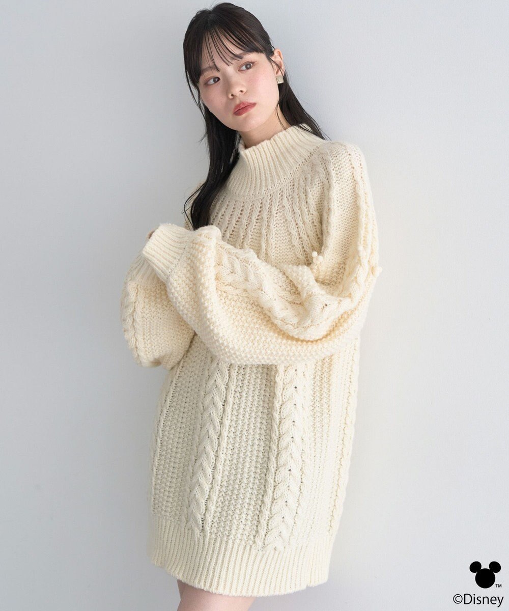 earth music&ecology 【予約】Disney/ポイントミッキーケーブルニット 