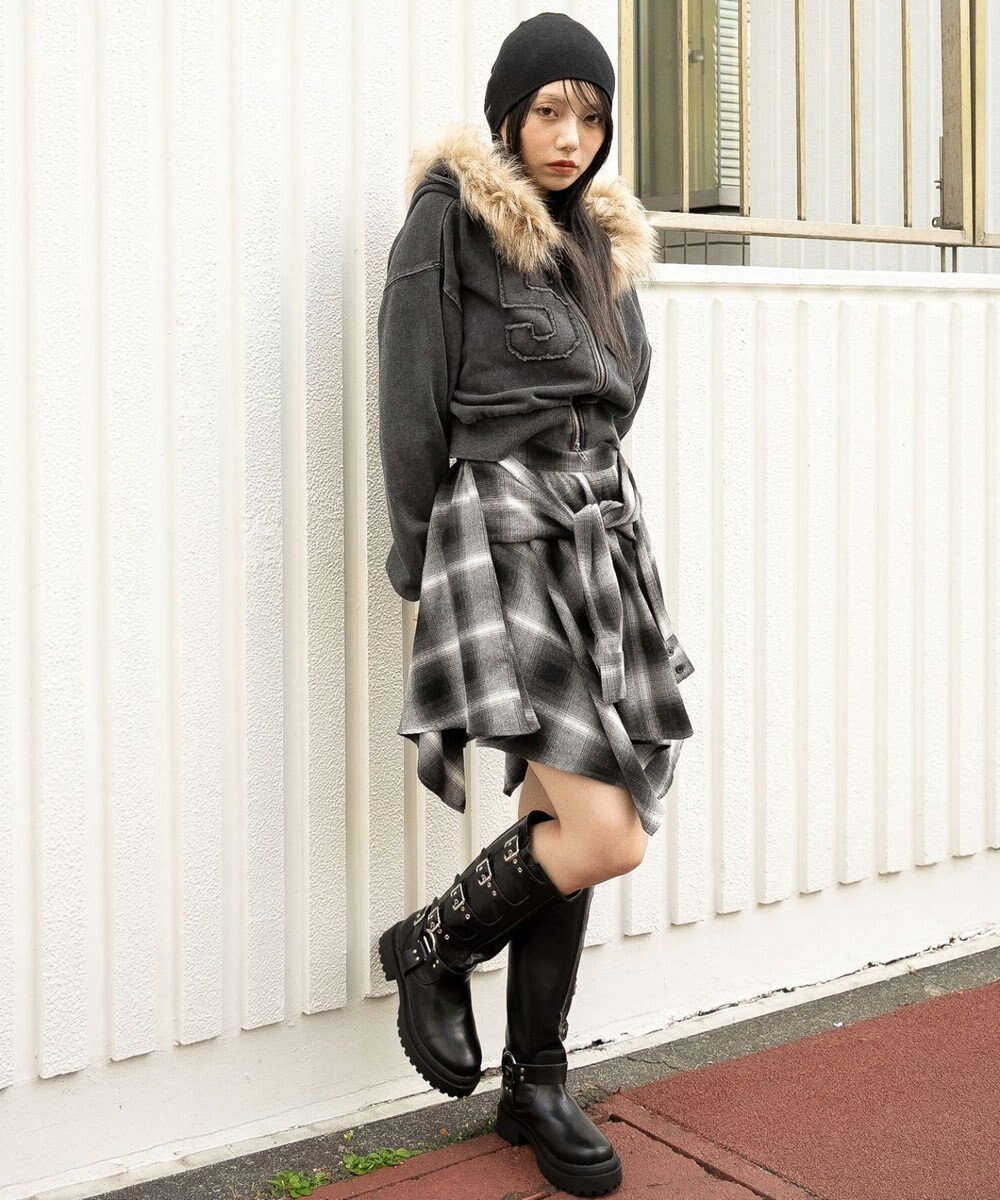 WEGO ファーフードショートZIPパーカー 