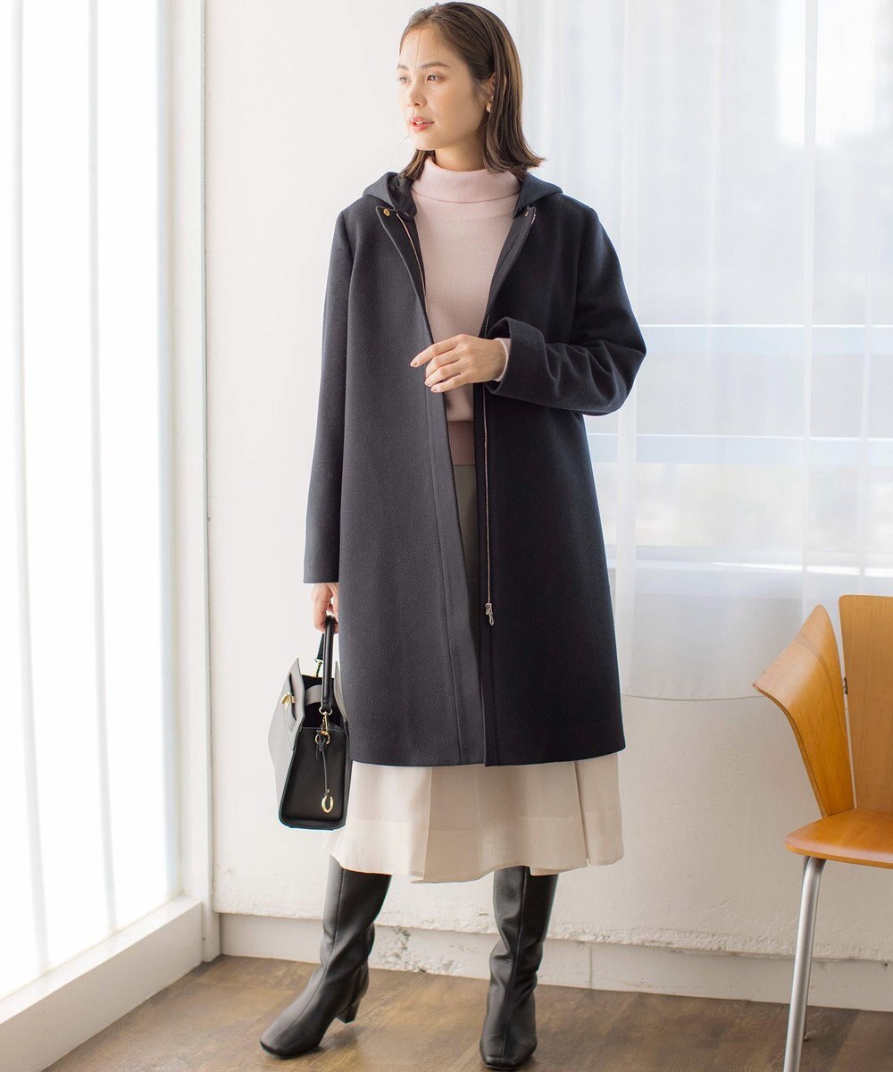 組曲 【WEB限定】ウールモッサ フーデットロングコート 