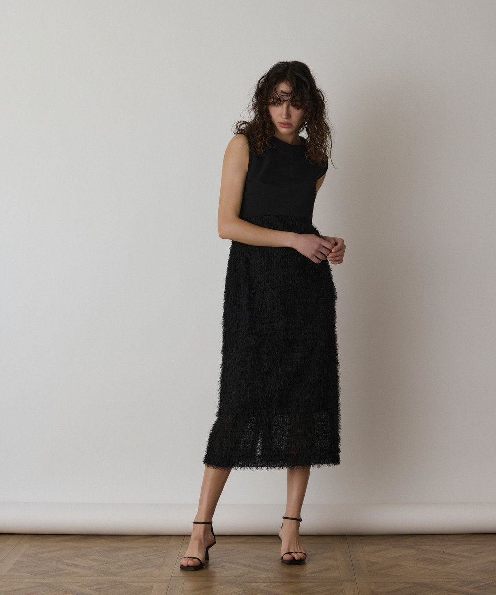 GRACE CONTINENTAL フェザー刺繍コンビワンピース 