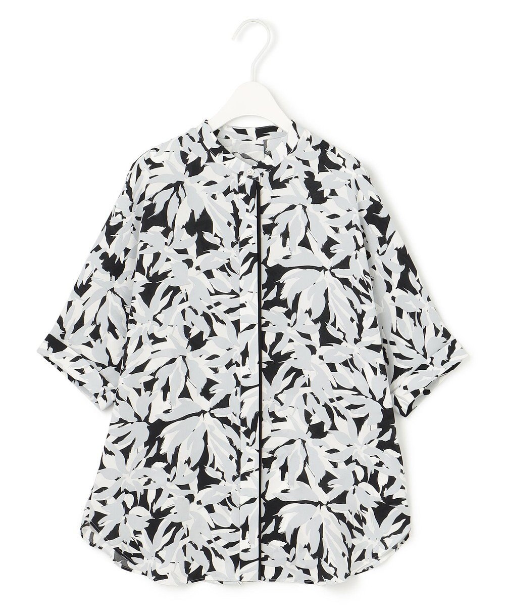 ICB 【新色追加・接触冷感・UVケア・速乾・洗える】BackSatinAmunzen 5分袖バンドカラーブラウス 