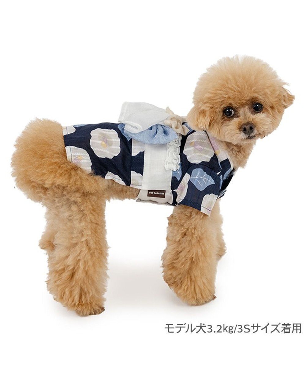 PET PARADISE ペットパラダイス 椿柄 浴衣 紺 小型犬 