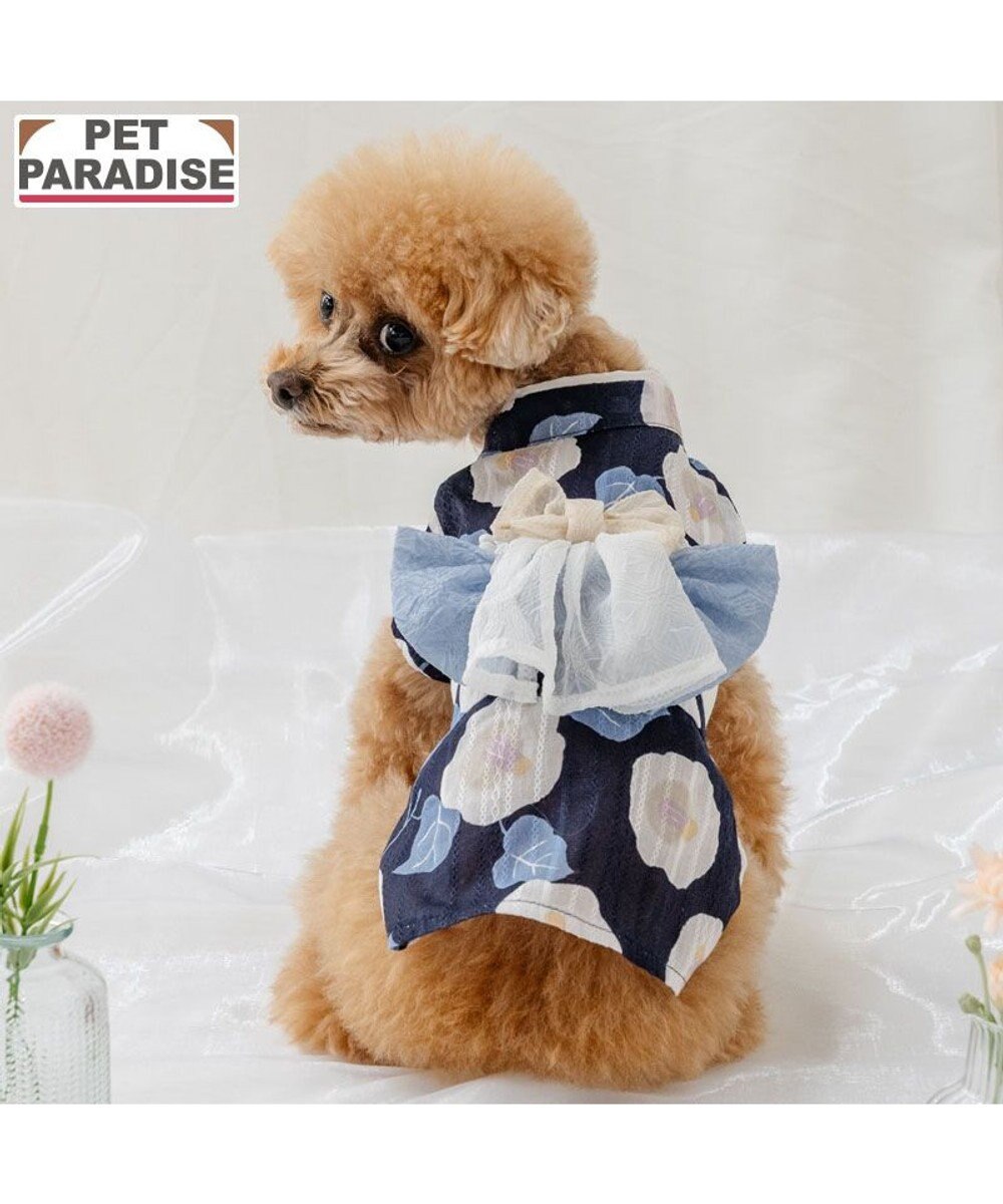 PET PARADISE ペットパラダイス 椿柄 浴衣 紺 小型犬 