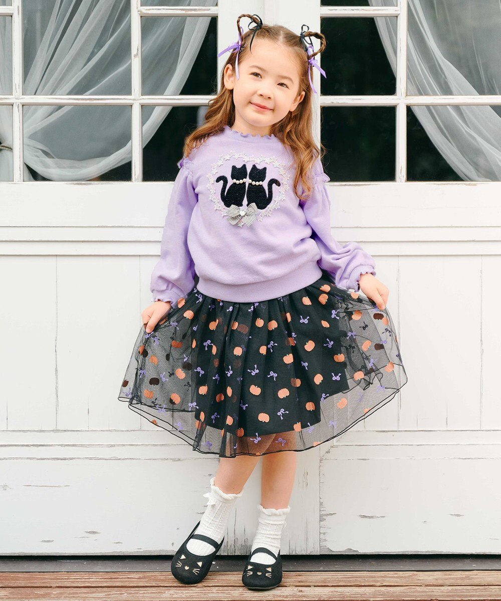 ANY KIDS ネコシルエット裏毛トレーナー 