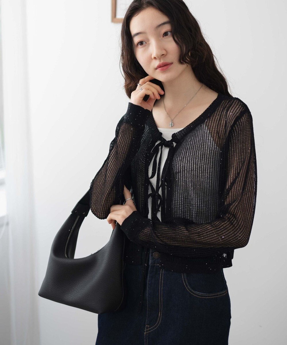 WEGO スパンコールメッシュニットカーデ 