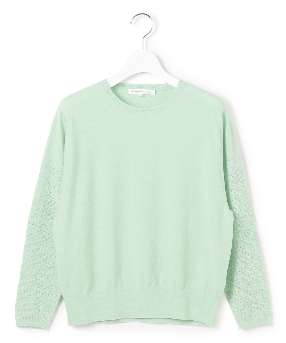 23区 L 【先行予約】ネオコンフォートストレッチ レーシーデザイン ニット 