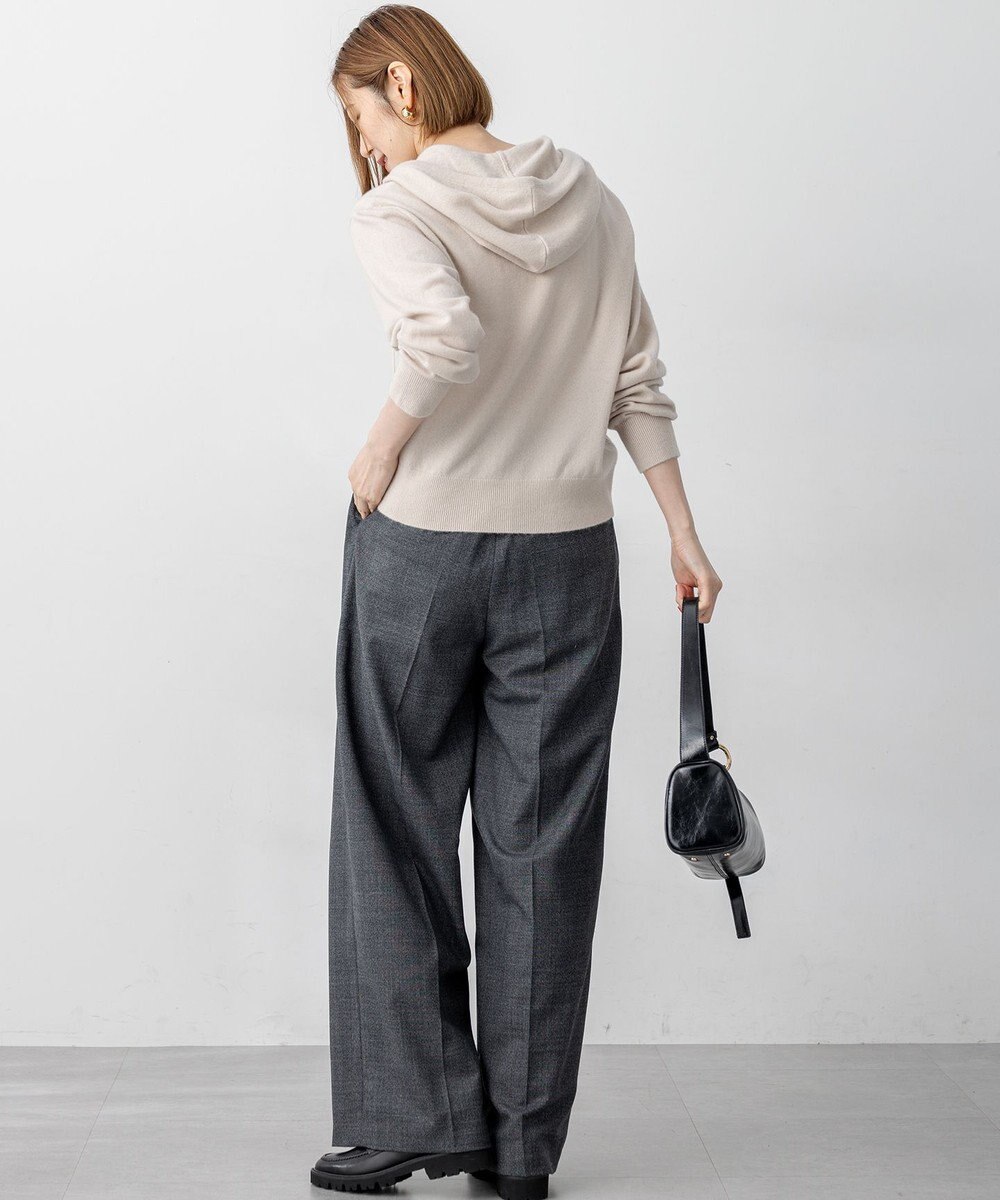 23区 L 【見上愛さん着用/洗える】ピュアカシミヤ ジップアップ ニット パーカー 