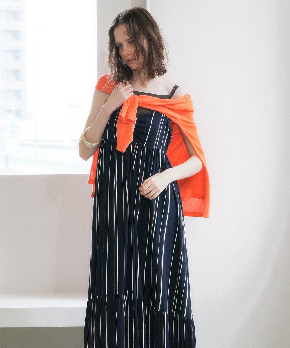 YECCA VECCA ハイゲージミドル丈Vネックカーディガン 