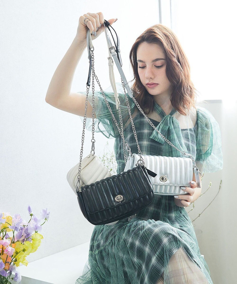 style code 【MERCURYDUO/マーキュリーデュオ】ストライプキルティング　フラップショルダーバッグ 