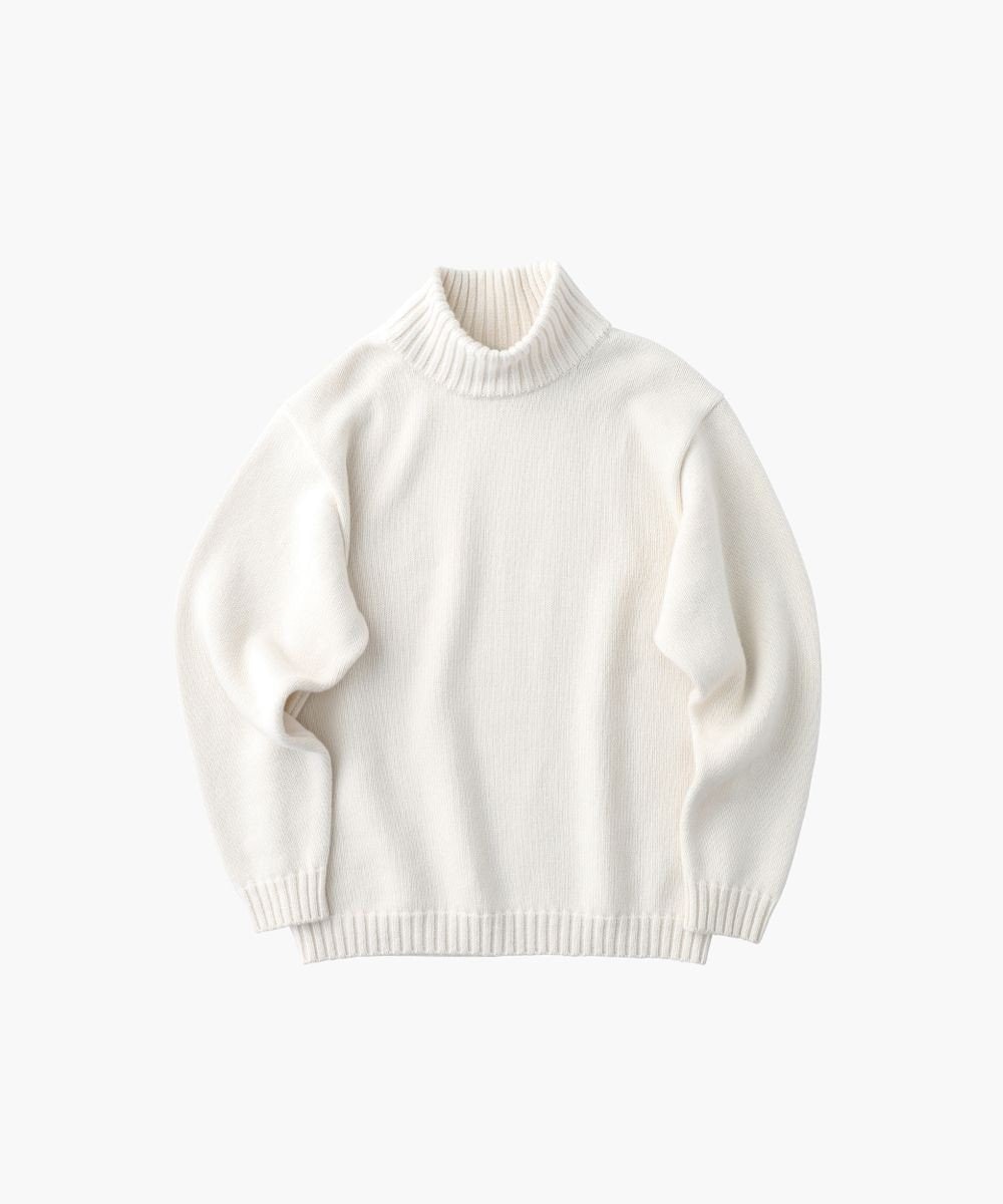 ATON CASHMERE WASHI | ハイネックセーター - UNISEX WARM WHITE