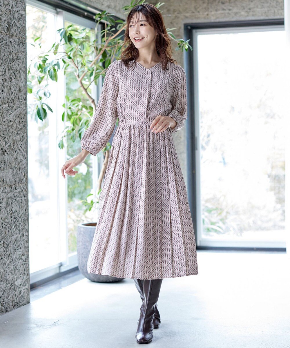 Tiaclasse 【洗える・新色追加】パフスリーブプリーツワンピース 