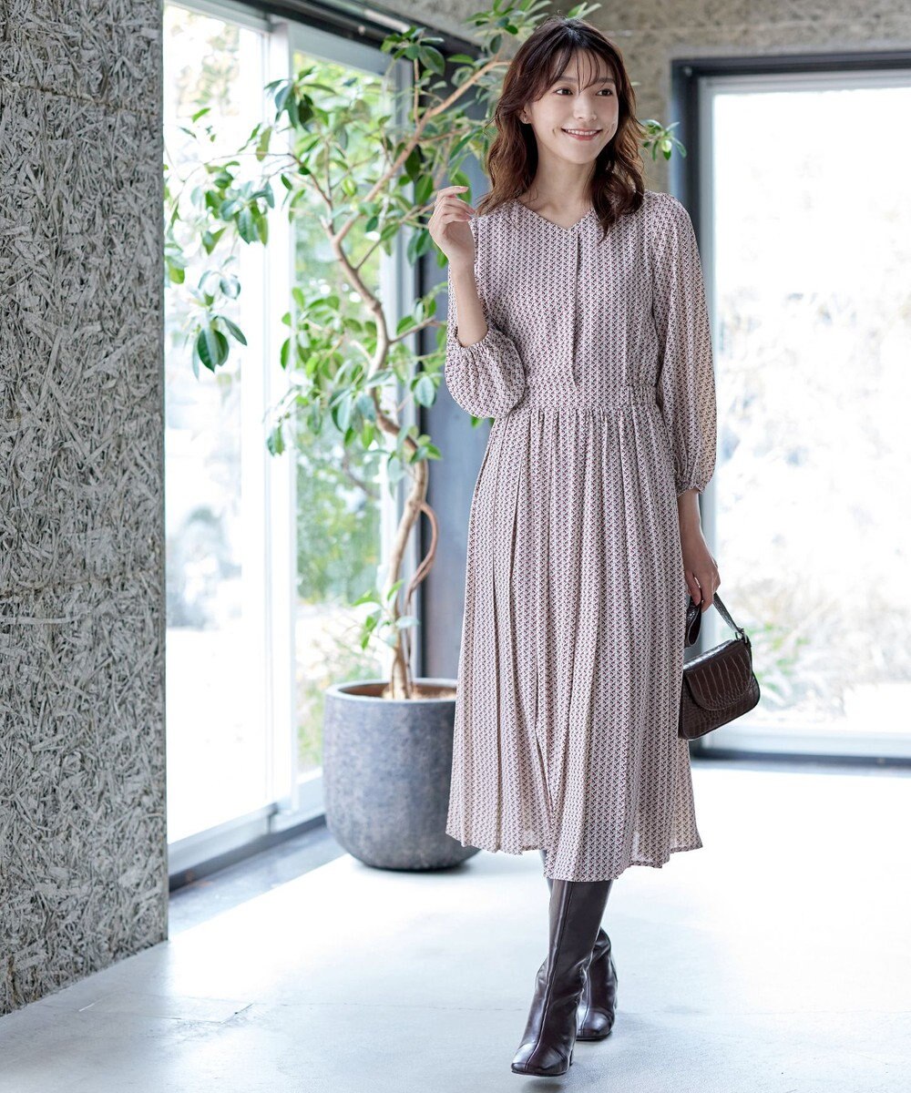 Tiaclasse 【洗える・新色追加】パフスリーブプリーツワンピース 