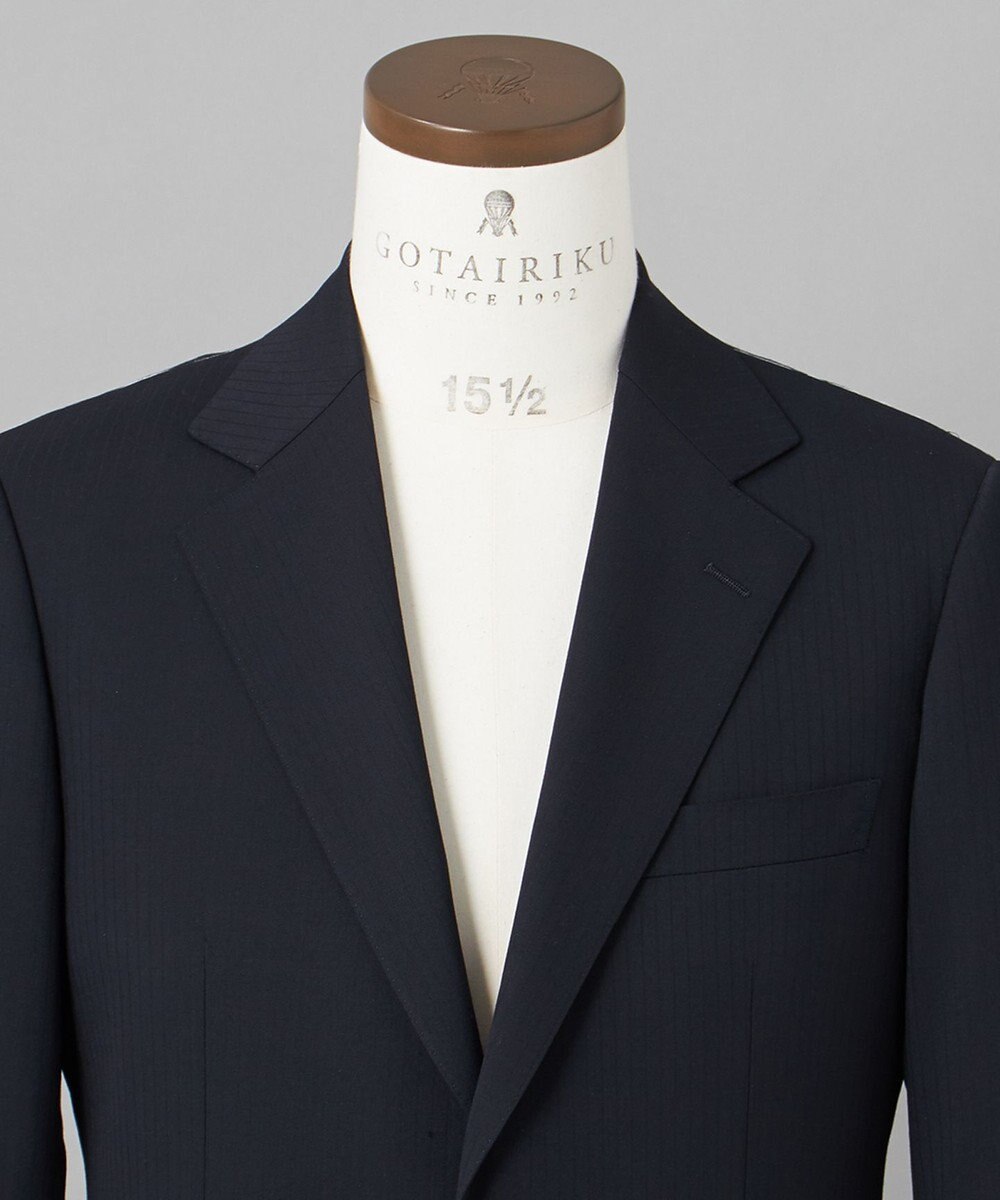 GOTAIRIKU オールシーズン対応【御幸毛織】WOOL×SOLOTEX ストレッチスーツ（ネイビーストライプ） 