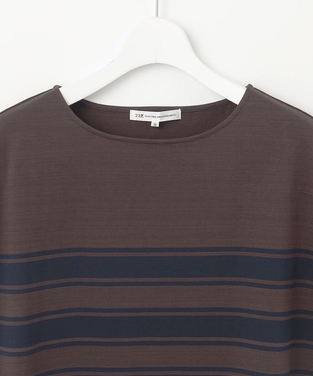 23区 S 【洗える】ランダムボーダー フレンチスリーブ カットソー 