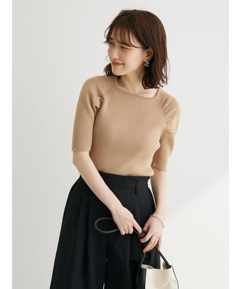 Green Parks 袖ギャザーラグランニットプルオーバー 