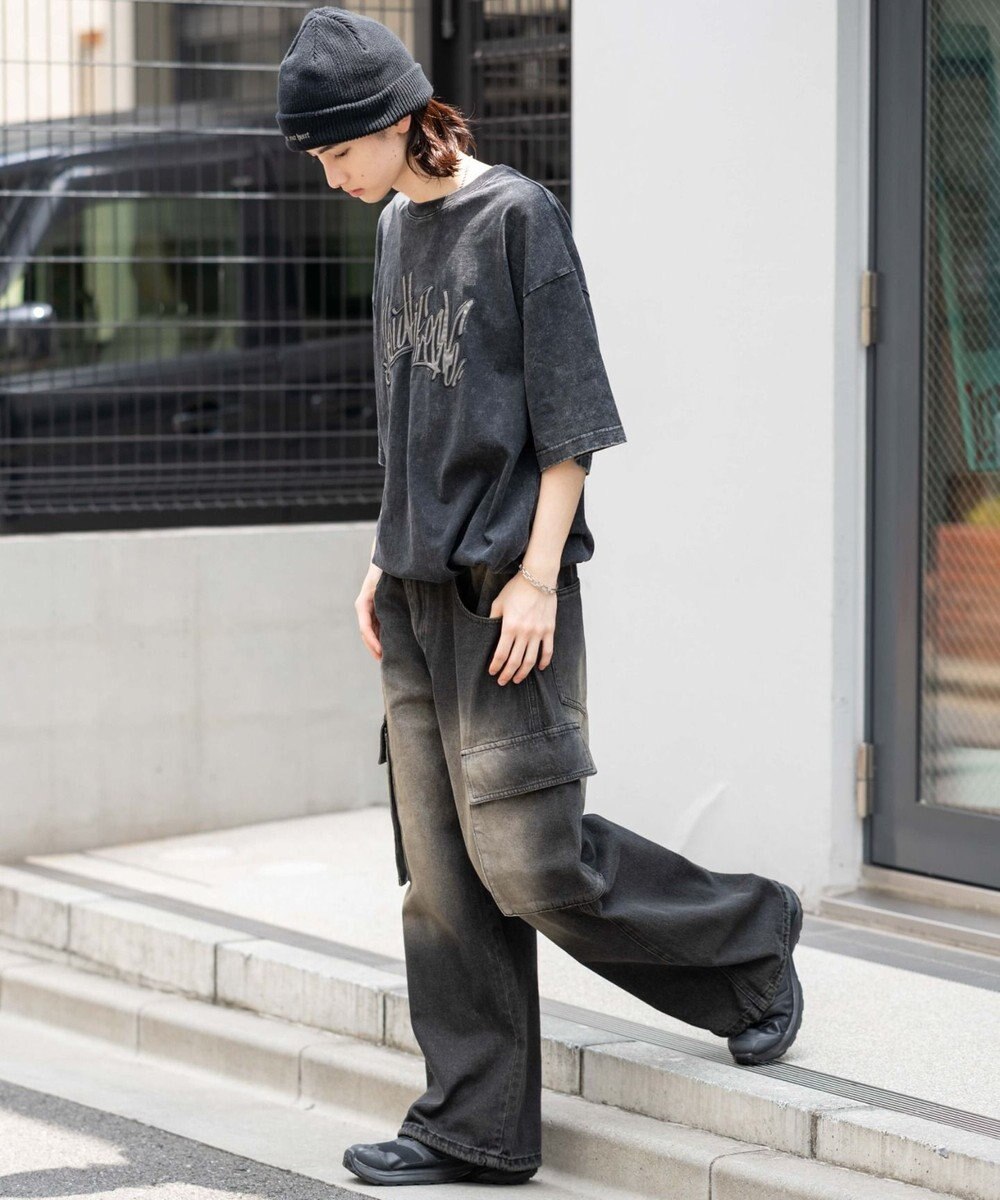 WEGO ローライズバギーフレアデニムカーゴパンツ 