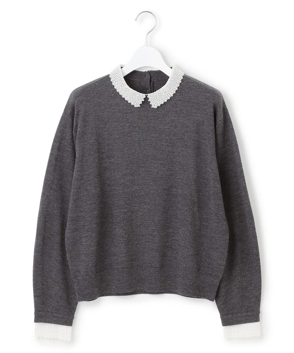 23区 【CLASSY.掲載/洗える】エンブロイダリー ジオメトリックレースコンビ ニット 