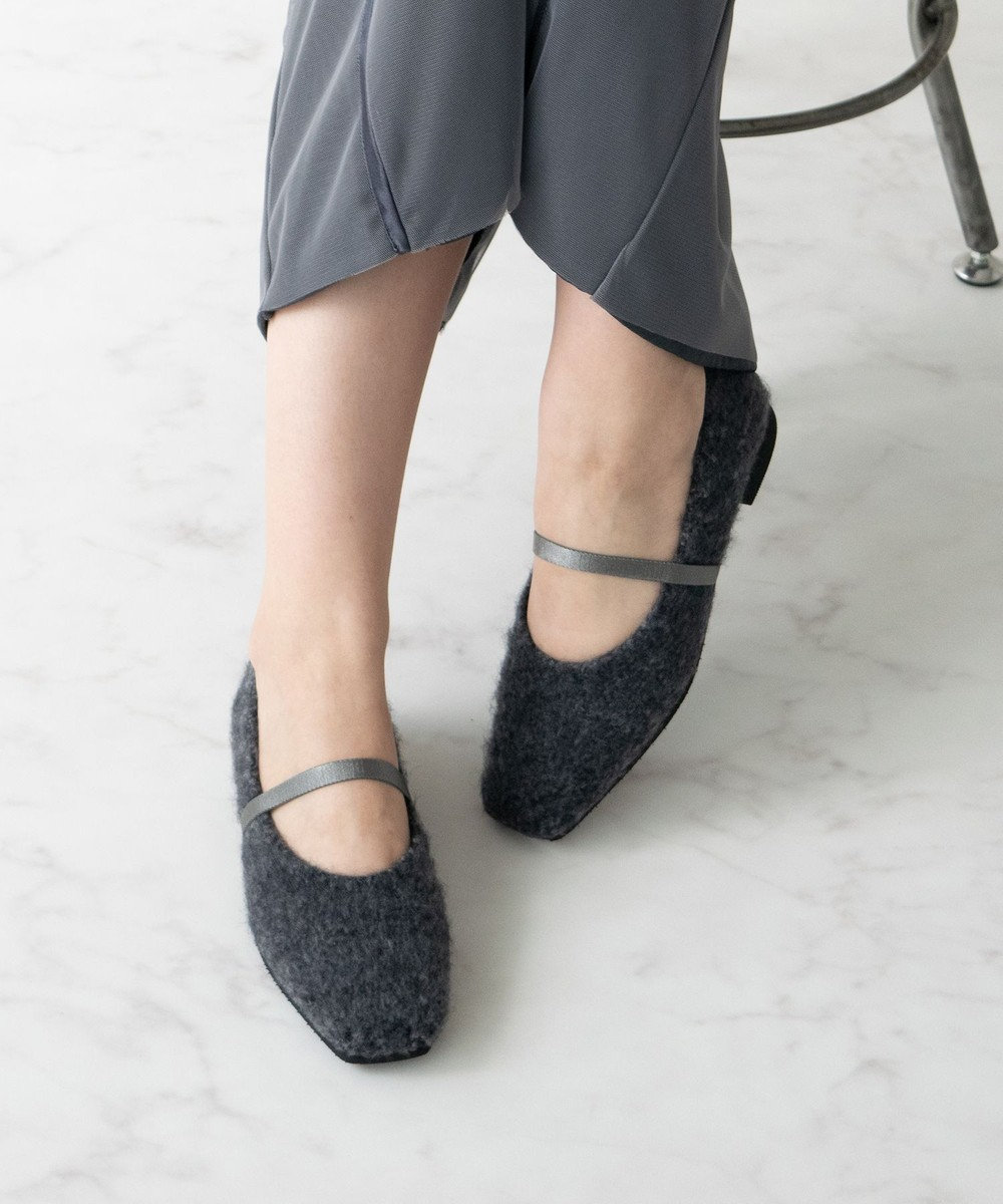 Bridget Birkin 【Bridget Birkin】エラスティックバンドもこもこスクエアバレエシューズ 