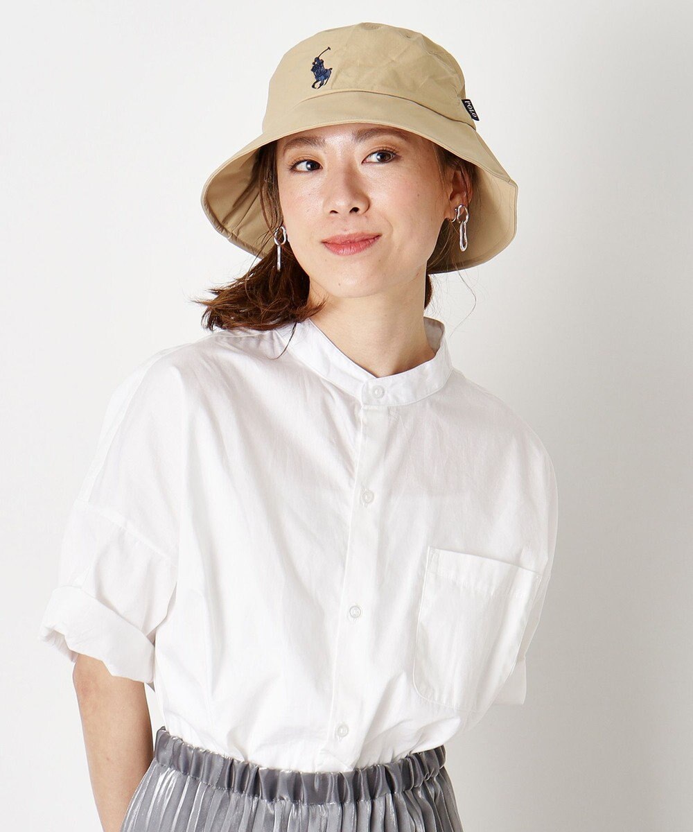 MOONBAT 【WEB限定/遮光/撥水】POLO RALPH LAUREN 晴雨兼用 バケットハット ／つば遮光生地 レインハット あご紐 