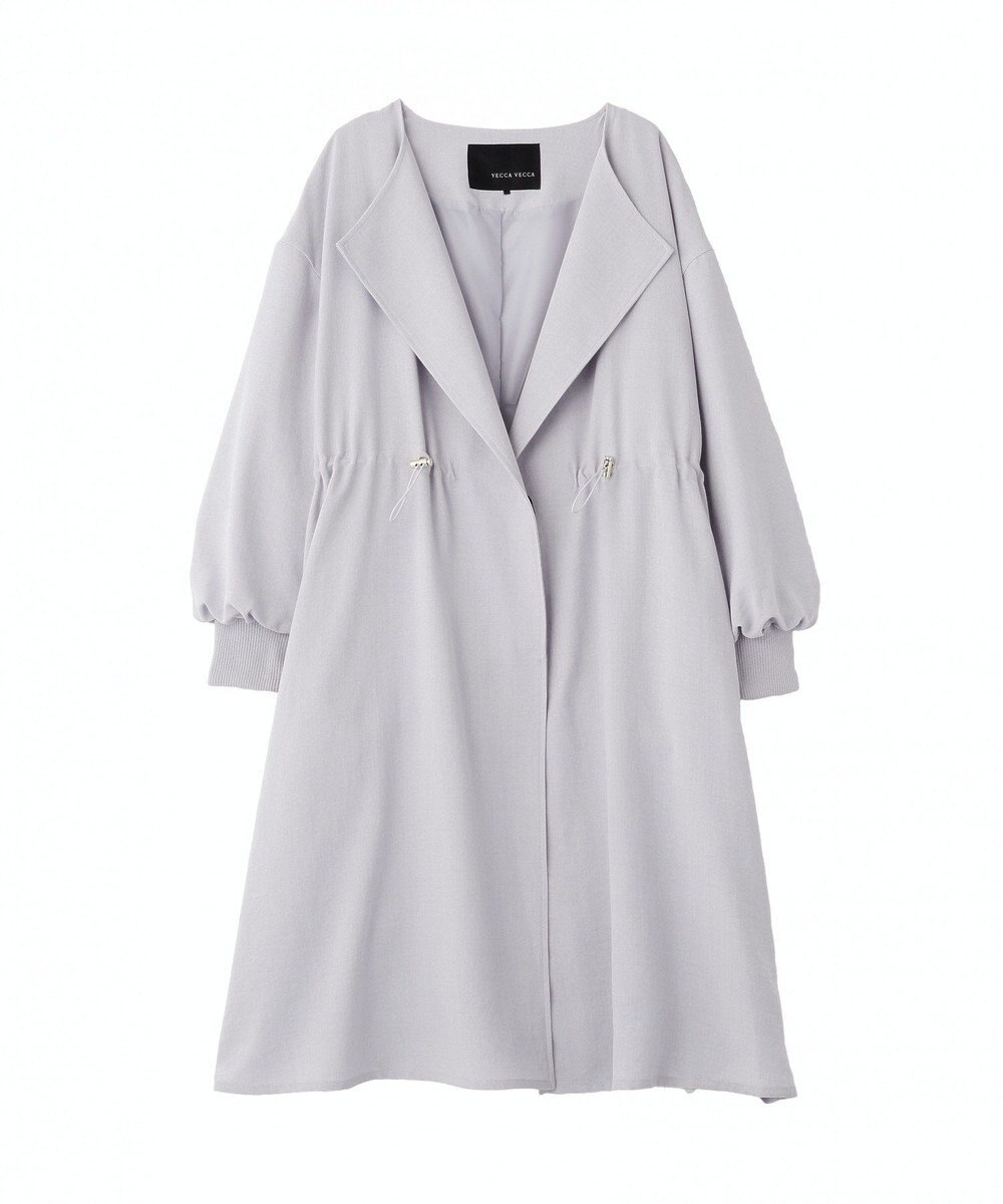 YECCA VECCA ノーカラーラペルロングコート 