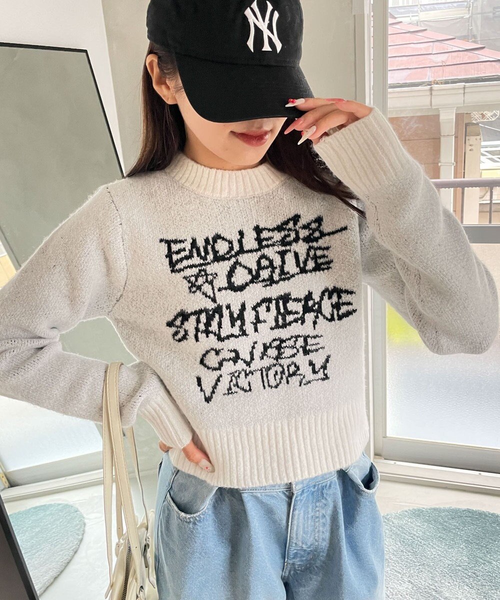 WEGO フラッフィーグラフィックちびニット 