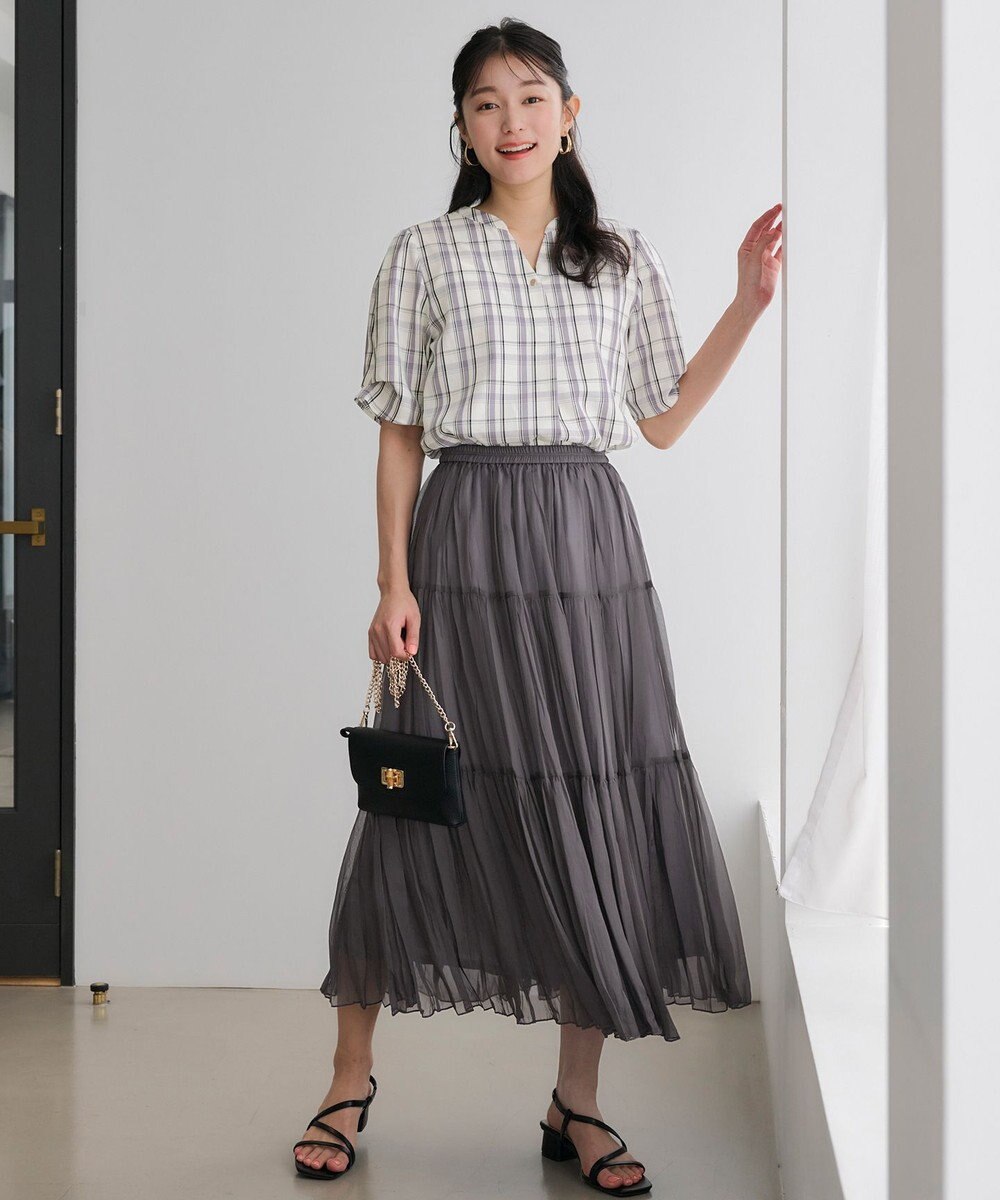 ANY SIS S 【洗える】ピケチェックT ブラウス 