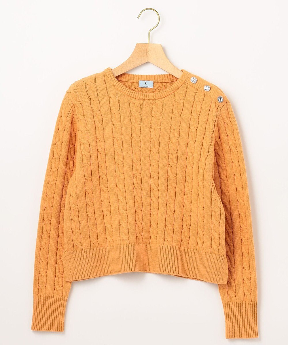 組曲 【ビジューボタン付き】SOBANE ケーブルプルオーバー ニット 