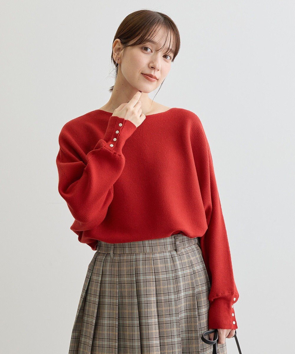 Green Parks もちやわ袖釦ドルマンニットプルオーバー 