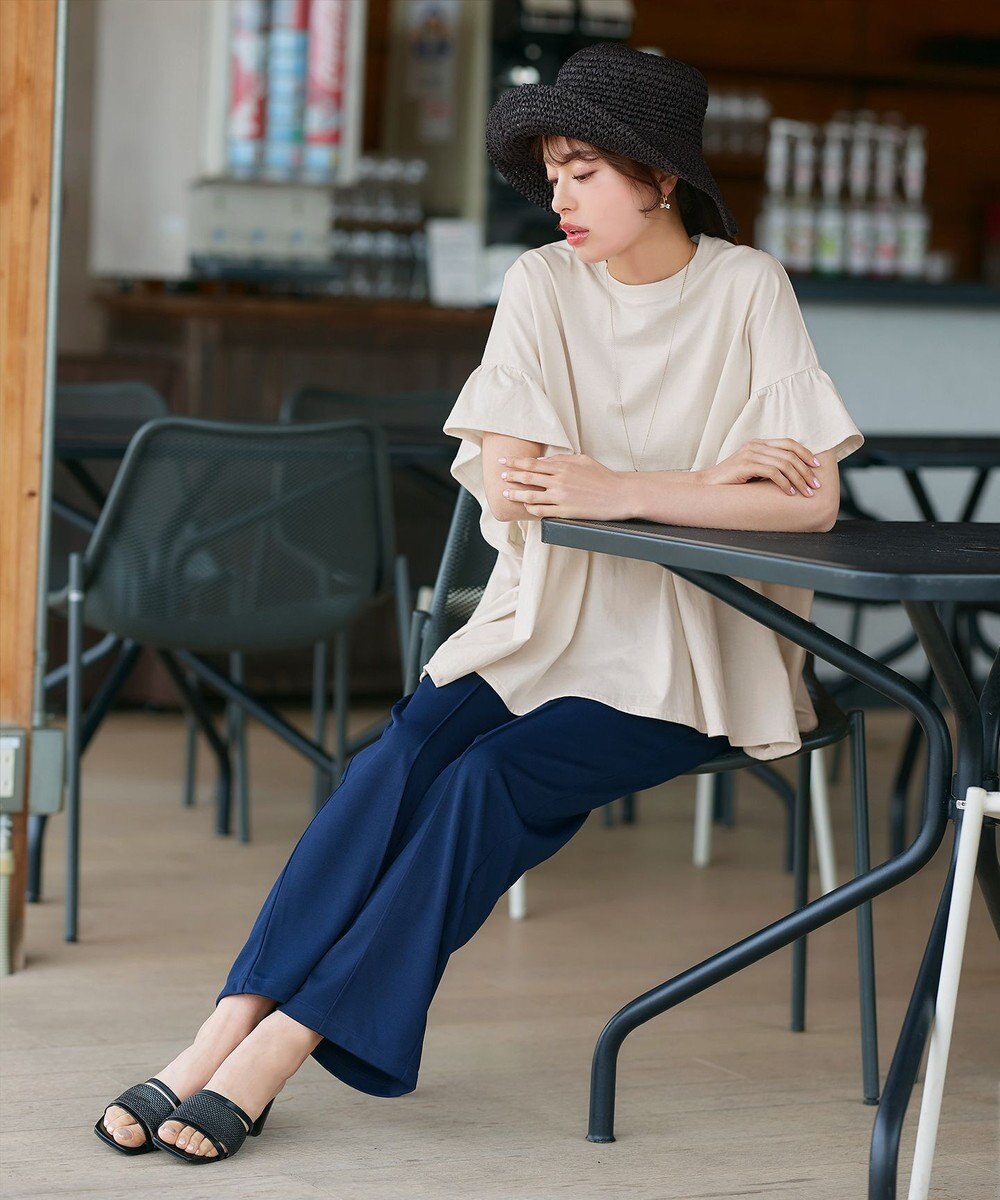 Tiaclasse 【洗える】ギャザー切り替えフレアプルオーバー 